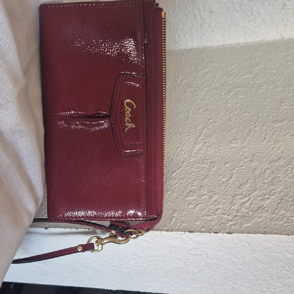 Coach Burgundy Wristlet